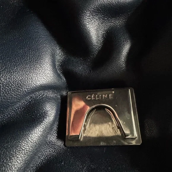 Celine Navy Blue Leather Pheobe Pillow Women's Bag - Picture 5 of 7